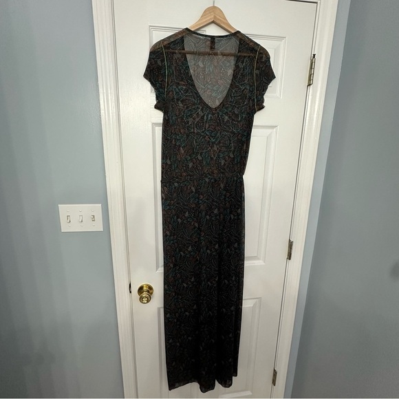 Maaji Coverup Dress Sheer Long Mesh Embroidered Boho Beach Vacation Size Medium - Picture 4 of 6